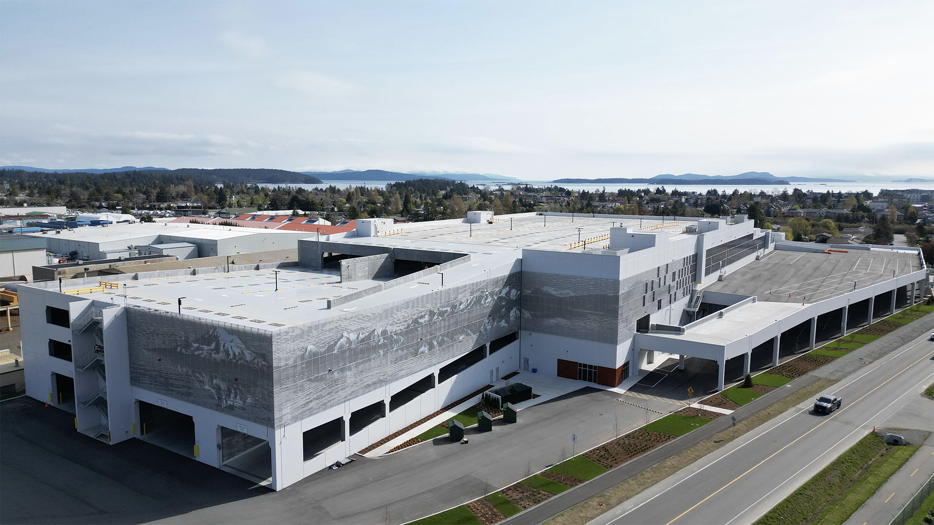 Drone photo of multi level distribution facility