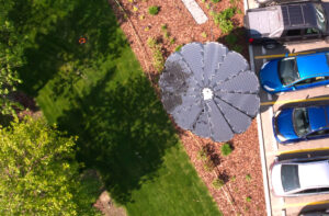 solar flower aerial shot