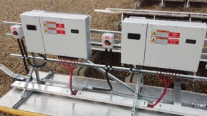 Electrical breakers connected to solar array