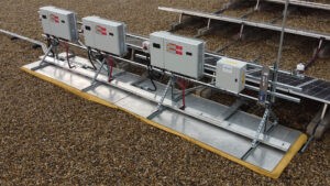 Close up of electrical panels connected to the solar arrays