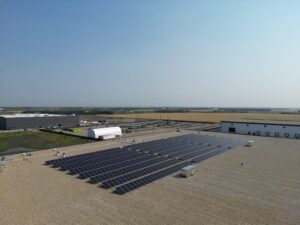 solar panel array on the rooftop of distributionnow