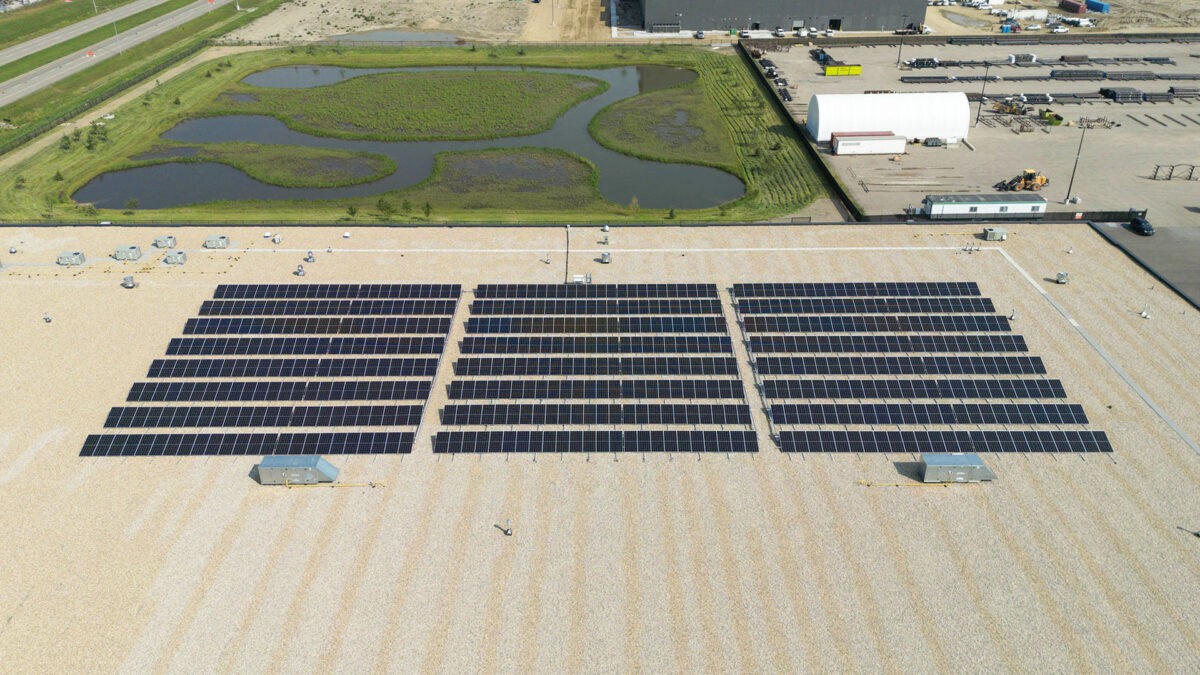 solar panels on a roof