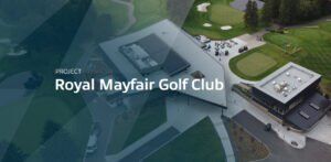 Drone photo of Royal Mayfair Golf Club roof top solar array
